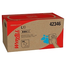 WypAll GeneralClean L10 Light Cleaning Wipers, White, 250 Sheets/Box (42346)