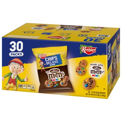 Keebler M&M's Chip Deluxe Mini Chocolate Cookies, 1.6 oz., 30/Box (209-00466)