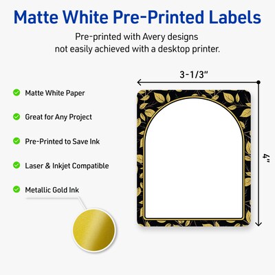 Avery Rectangle Laser/Inkjet Multipurpose Labels, 4 x 3-1/3, White, 40/Pack (19479370835)