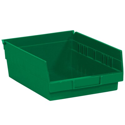 Quill Brand 11 5/8 x 11 1/8 x 4 Plastic Shelf Bin, Green, 8/Case (BINPS105G)