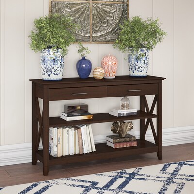 Bush Furniture Key West 47 x 16 Console Table with Drawers and Shelves, Bing Cherry (KWT248BC-03)