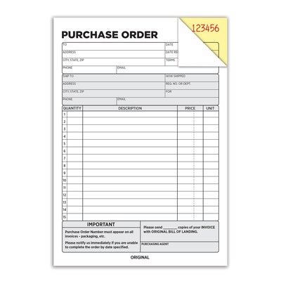 Cosco 2-Part Carbonless Purchase Order, 5.56" x 8.44", 50 Sets/Book (074052)