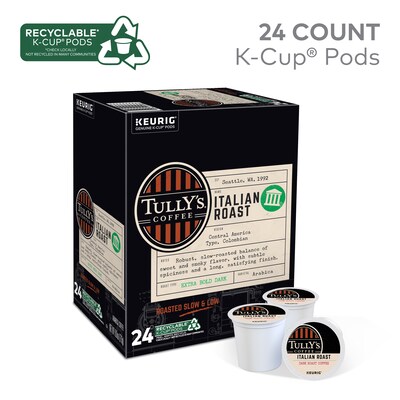 Tullys Italian Roast Coffee, Dark Roast, Keurig® K-Cup® Pods, 24/Box (193019)