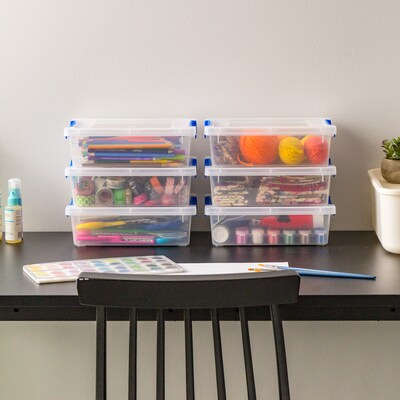 Iris 2.4 Quart Plastic Storage Bins with Latching Lids, Plastic, Clear, 6/Pack (500361)