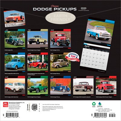 2026 BrownTrout Classic Dodge Pickups 12 x 12 Monthly Wall Calendar (9798330707584)