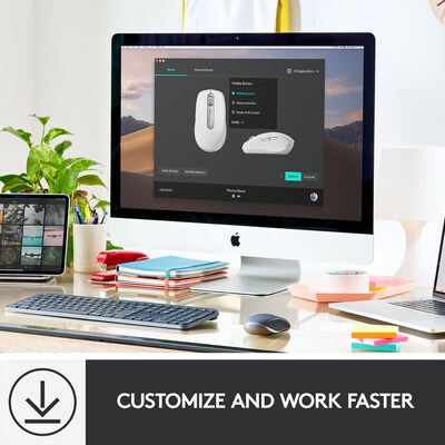 Logitech MX Anywhere 3 for Mac Ergonomic Wireless Laser Mouse, Pale Gray (910-005899)
