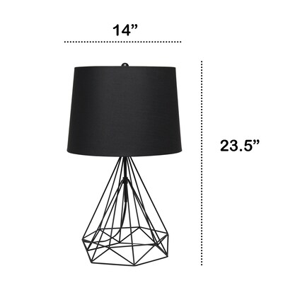 Lalia Home Geometric Wired Table Lamp, Fabric Shade, Black Matte (LHT-5024-BK)