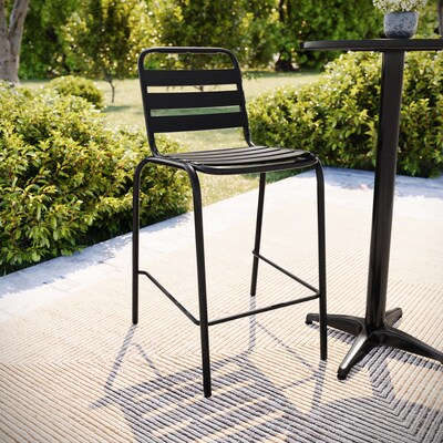 Flash Furniture Lila Commercial Indoor-Outdoor Restaurant Bar Height Stool, Black (TLH015HBK)