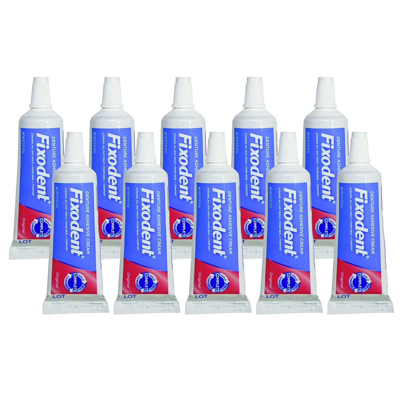 Fixodent Original Denture Adhesive Cream, 0.75 oz Tube, 10 Tubes/Bag, 12 Bags/Carton
