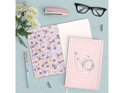 Carpe Diem Ballerina Pink Check Journal, 5.24" x 8.27", Wide-Ruled, Pink/White, 192 Pages (9371-CD)