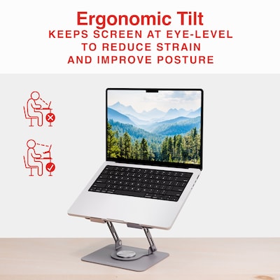 Staples TECH 10" x 8.7" Steel Adjustable Laptop Stand, Silver (ST62820-CC)