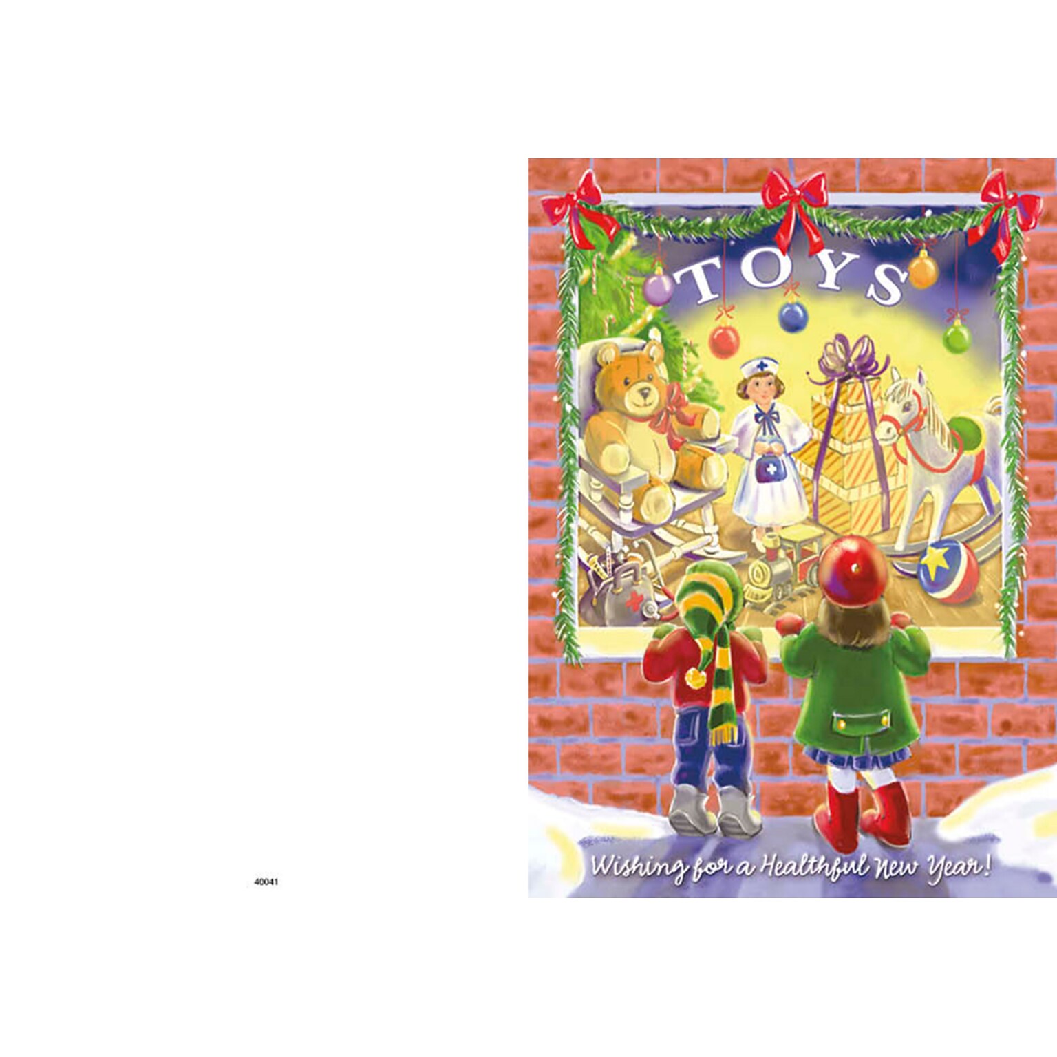 Toys - wishing for a healthful new year -7 x 10 scored for folding to 7 x 5, 25 cards w/A7 env per set