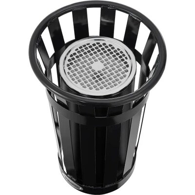 Global Industrial Slatted Steel Outdoor Ashtray, 13 Gallon, Black (615155)