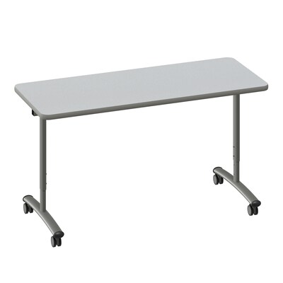 Correll 60W x 24D Adjustable Foldable Rectangular Training Room Table, Laminate, With Wheels, Gray Granite (FTS2460TF151413)