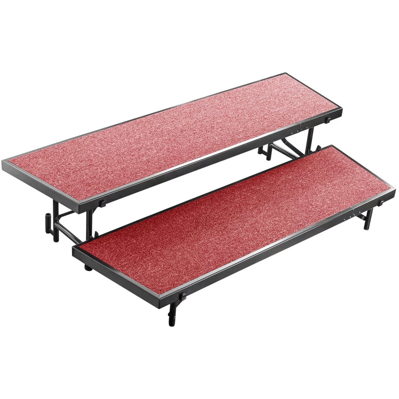 NPS 2 Level Tapered Standing Choral Riser, Red Carpet, 36W x 60-66L x 16H (RT2LC40)
