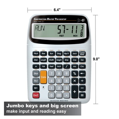 Calculated Industries Construction Master 44080 11-digit Construction Calculator, Silver/Black