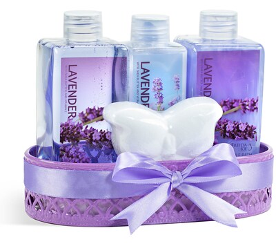 Freida and Joe Lavender Fragrance Bath & Body Gift Set in Wire Basket (FJ-23)