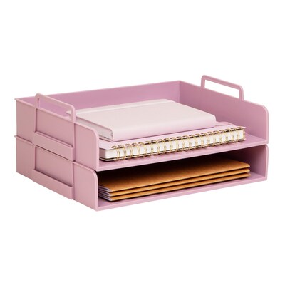 Staples Plastic Side Loading Stackable Letter Tray, Letter Size, Dusty Pink, 2/Pack (ST63884)