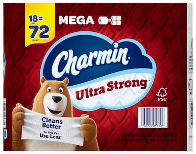 Charmin Ultra Strong Mega Toilet Paper, 2-ply, White, 242 Sheets/Roll, 18 Rolls/Pack (01560/52084)