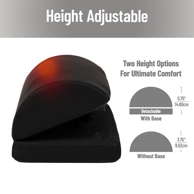 Mind Reader Heated Memory Foam Footrest with 4 Heat Settings, Timer & Auto Shut-Off, Adjustable Height, Black (HEATFOOT-BLK)