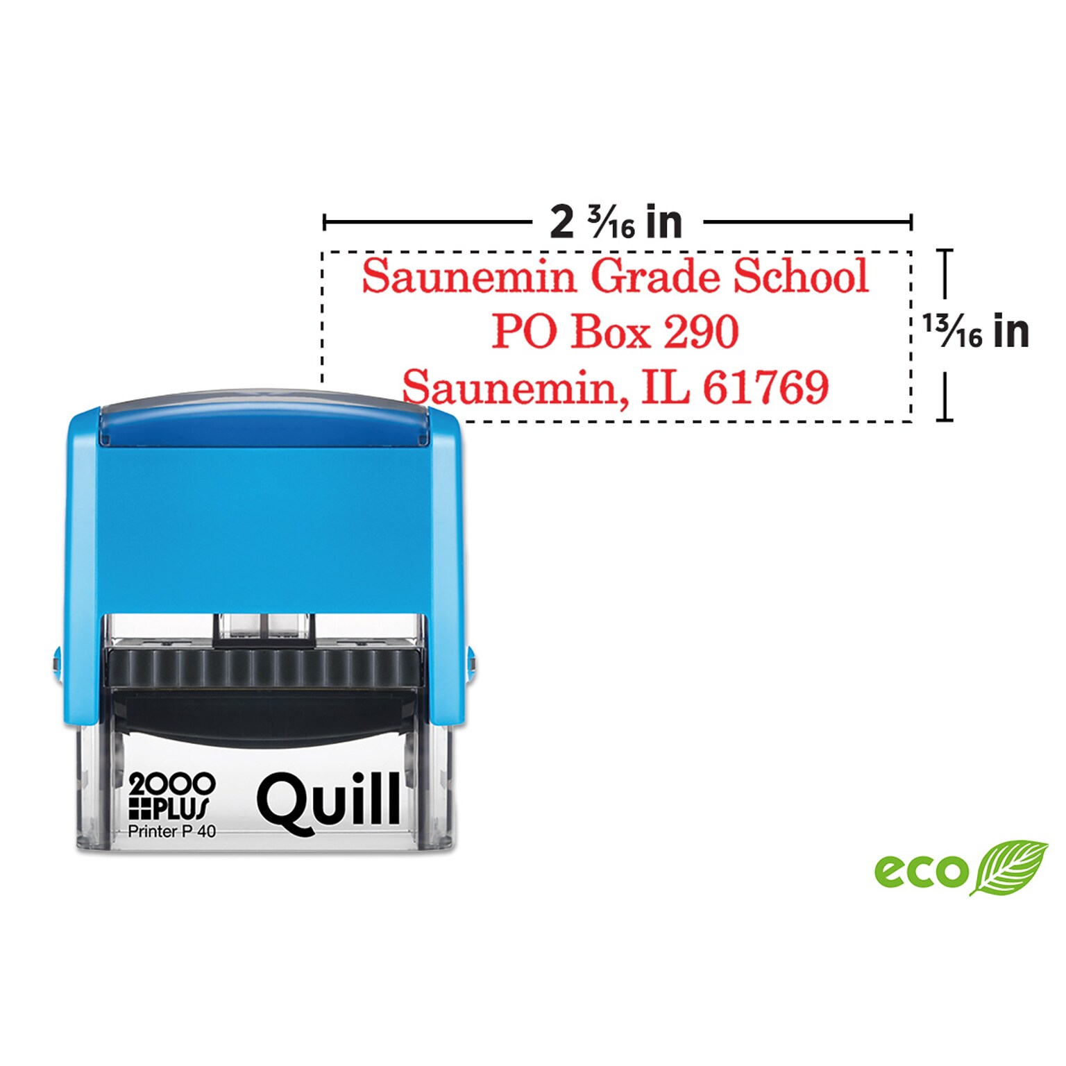 Custom Quill 2000 Plus® Self-Inking Printer P 40 Stamp, 13/16 x 2-3/16