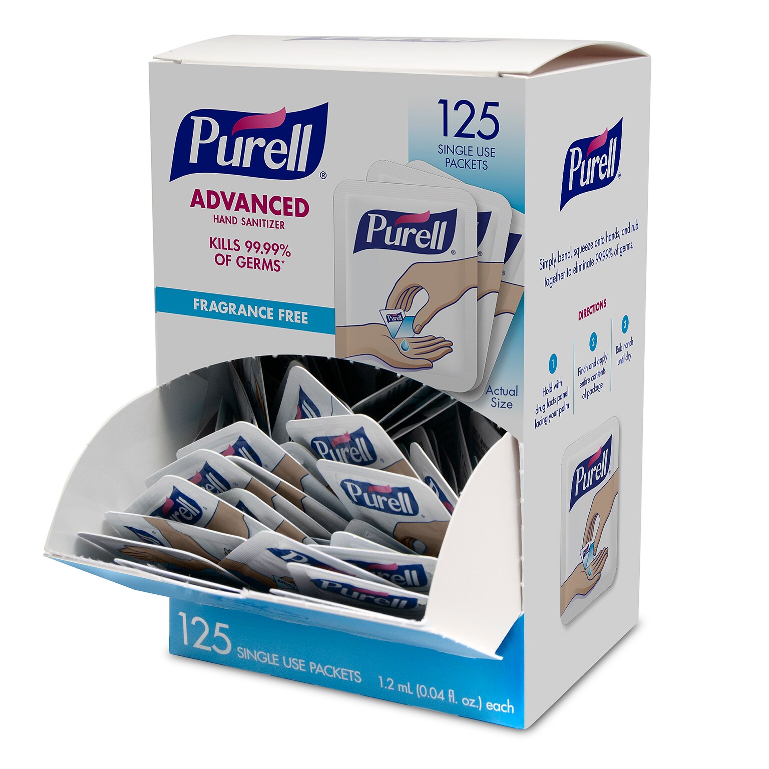 PURELL SINGLES Advanced 70% Alcohol Gel Hand Sanitizer, 125/Box (9630-12-125CTNS)
