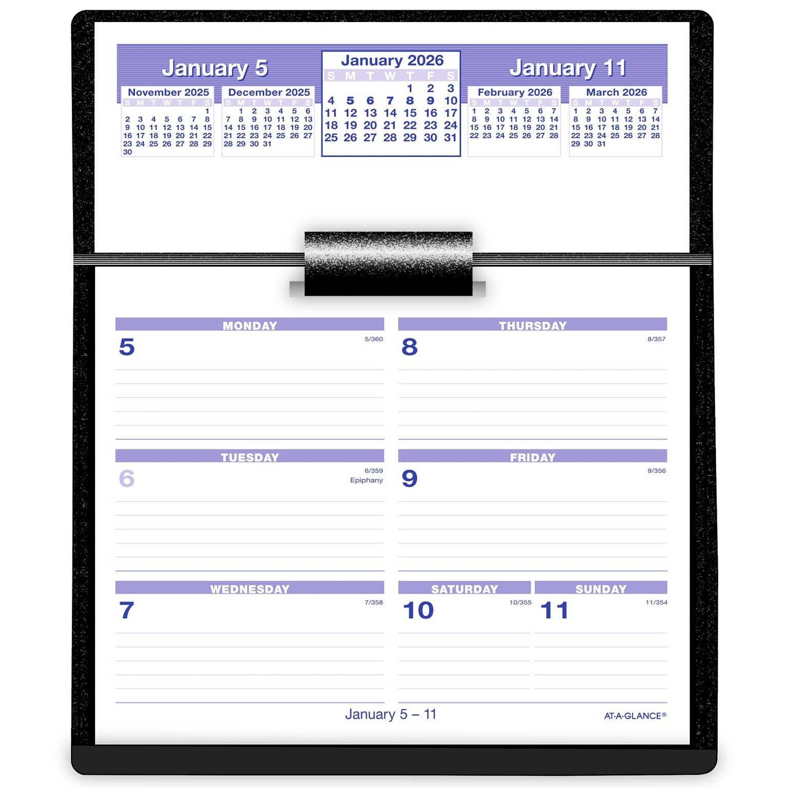 2026 AT-A-GLANCE Flip-A-Week 5.5 x 7 Weekly Desk Calendar, White/Purple (SW700X-00-26)