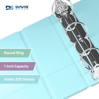 Davis Group, 1, 8.5 x 11, Round Ring View Binder, Assorted Pastel Colors, 6/Pack (7411-88-04)