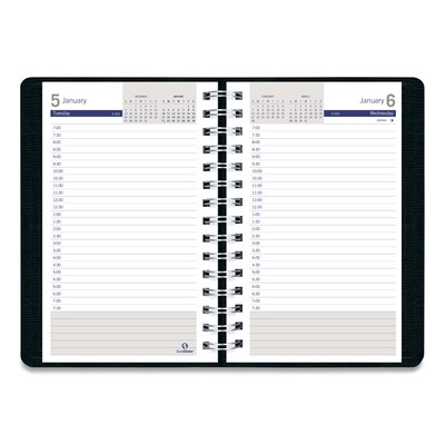 2024 Blueline DuraGlobe Daily Planner Ruled For 30-Minute Appointments, 8 x 5, Black (C21021T)