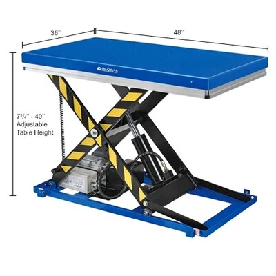 Global Industrial Power Scissor Lift Table, Hand & Foot Control, 48" x 36", 2200 Lb. Capacity (989034)