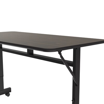 Correll Econoline 48"W x 24"D Adjustable Foldable Training Room Table, Laminate, With Wheels, Walnut (FTM2448TF01)