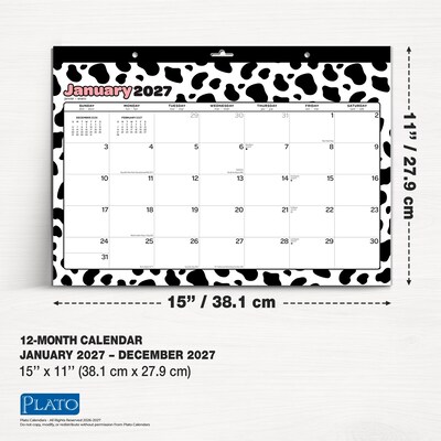 2027 BrownTrout Cow Prints 15.5" x 11" Monthly Desk Pad Calendar, Assorted Colors (9798330713653)