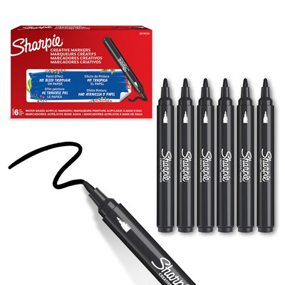 Sharpie Creative Wet Erase Markers, Bullet Tip, Black, 6/Pack (2218123)
