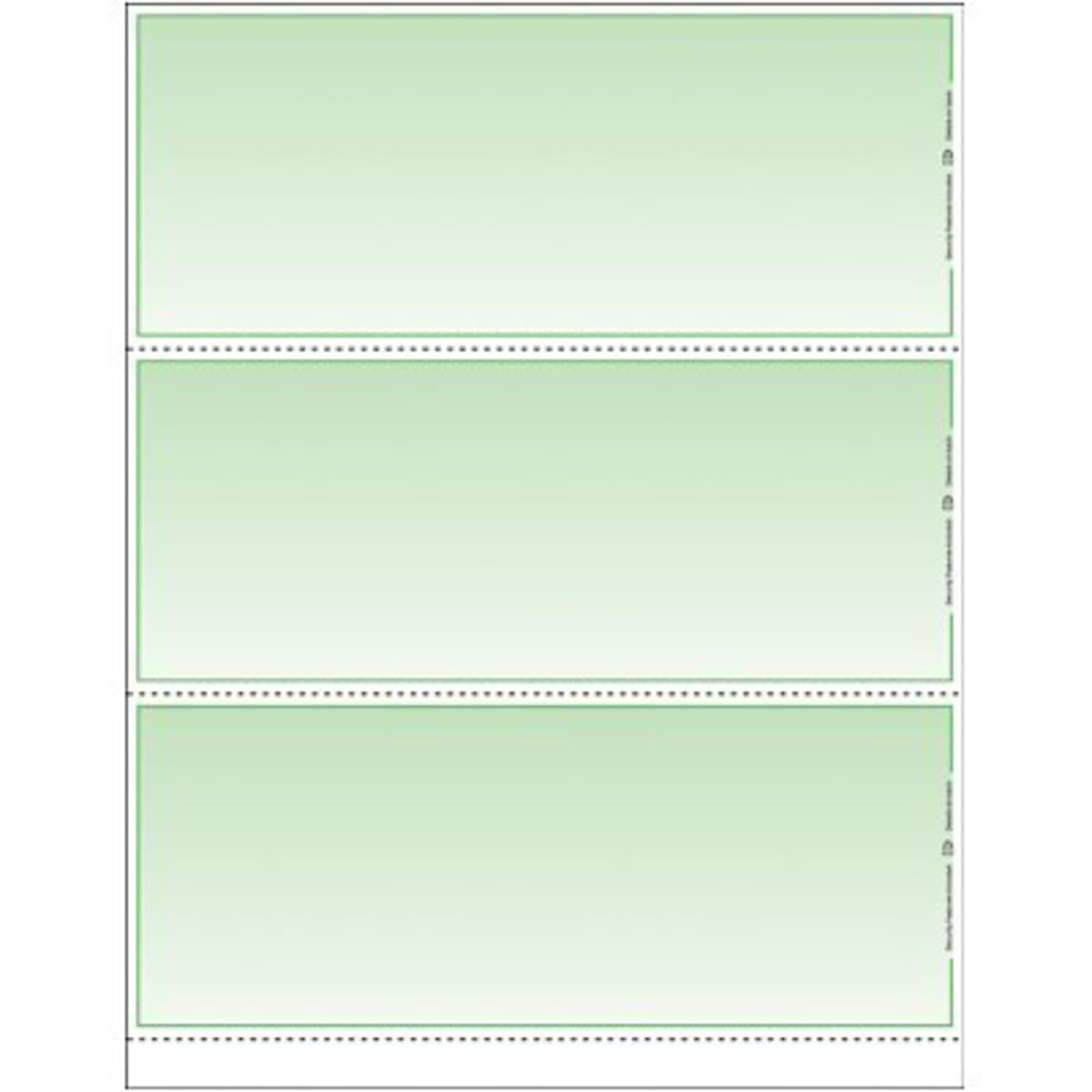 Blank Laser 3-up Checks; Green