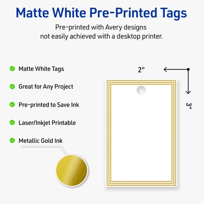 Avery  3 Blank Price & Merchandise Tags, White, 80/Carton (S00-DHQ-PRMWT10)
