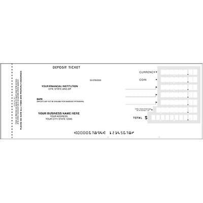 Horizontal Deposit Slips; 1 Part