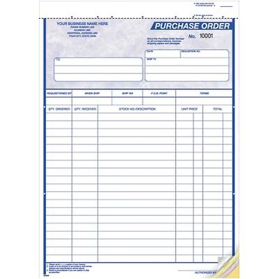 8-1/2x11 3-part Purchase Orders; Blue