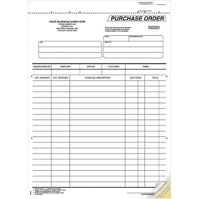 8-1/2x11 2-part Purchase Orders; White