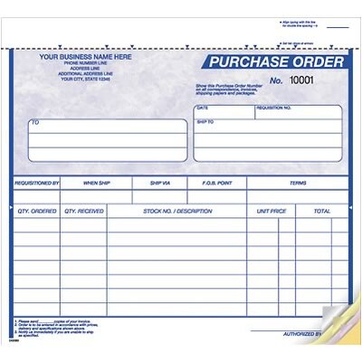 8-1/2x7 2-part Purchase Orders; Blue