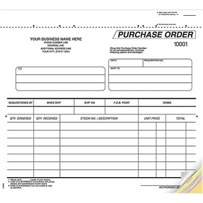 8-1/2x7 3-part Purchase Orders; White
