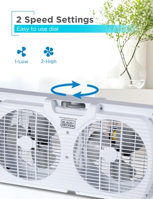 Black & Decker 9" Twin Window Fan, 2-Speed, White (BFW9M)