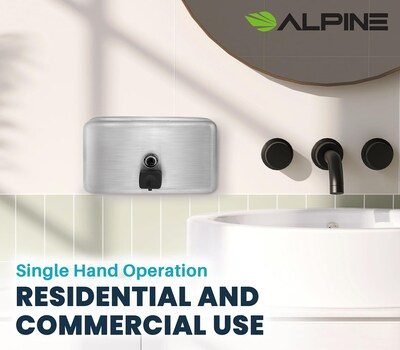 Alpine Industries Universal Wall Mounted Hand Soap Dispenser, Stainless Steel, 2/Pack (424-SSB-2PK)