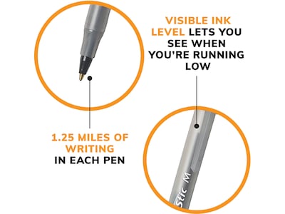 BIC Round Stic Xtra Life Ballpoint Pen, Medium Point, Black Ink, 500/Pack (GSM500E-BLK)