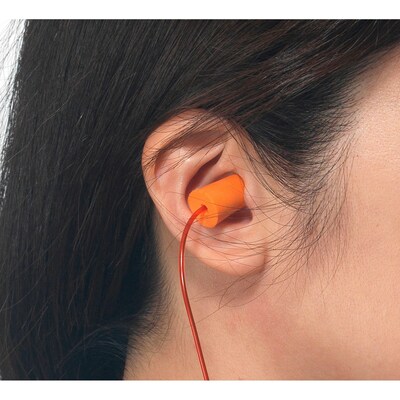 Global Industrial Bullet Earplugs, Tapered, Corded, NRR 32 dB, 100 Pairs/Box (708376)