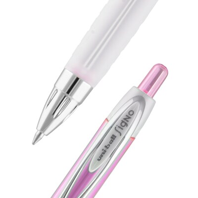 uni-ball 207 Pink Ribbon Retractable Gel Pens, Medium Point, 0.7mm, Black Ink, Dozen (1745267)