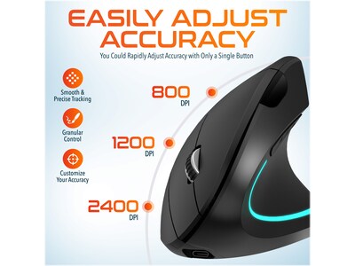 Delton Ergonomic 12 Wireless Ergonomic Vertical Optical Gaming Mouse, Black (DMERG12-WR )