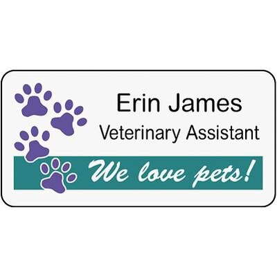 Medical Arts Press® Designer Name Badges; Large, We Love Pets