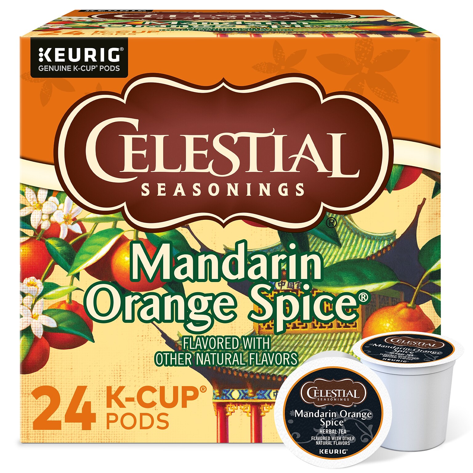 Celestial Seasonings Mandarin Orange Spice Herbal Tea, Keurig® K-Cup® Pods, 24/Box (14735)