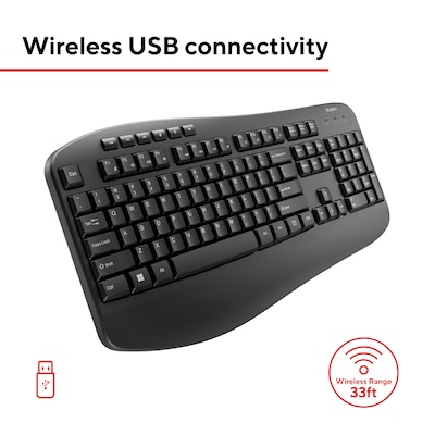 Staples TECH Wireless Keyboard and Mouse Combo, Quiet Typing, Optical Mouse, Black