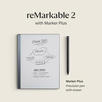 reMarkable 2 10.3" Paper Tablet with Marker Plus, Black (RM113M)